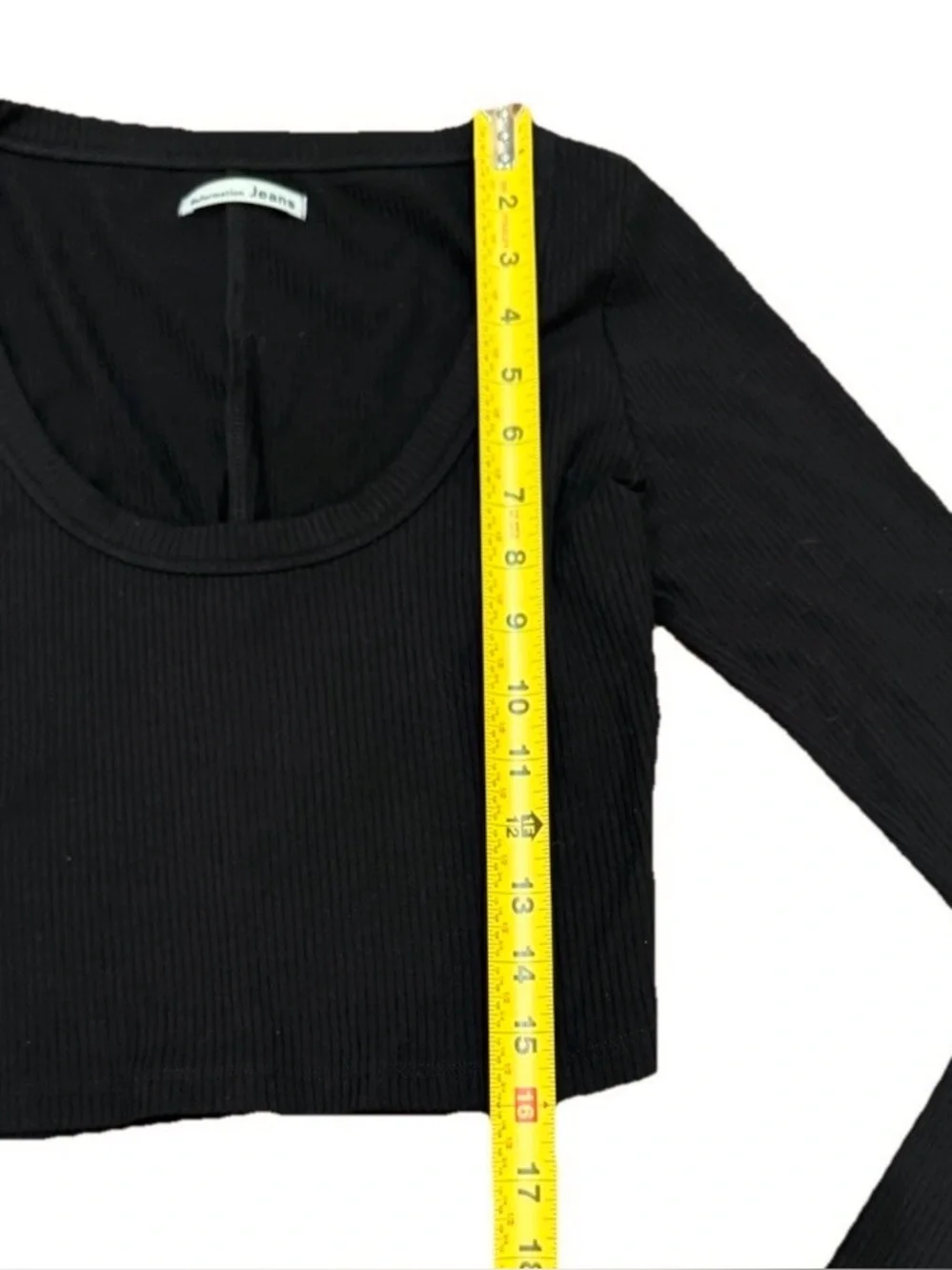 Reformation Paige Knit Long Sleeve Ribbed Crop Top Women Size Medium Black NWOT